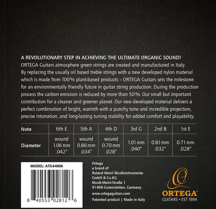 Image du produit Ortega Cordes Nylon Guitare - Tension Moyenne - Organique (Guitare)