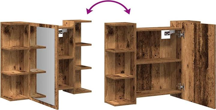 Produktbild VidaXL Bad-Spiegelschrank Altholz-Optik 80x20,5x64 cm Holzwerkstoff (80 x 20.5 x 64 cm)
