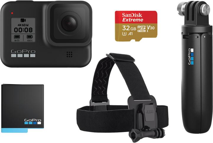 GoPro Hero 8 Black Holiday Bundle (60p, 4K, WLAN, Bluetooth)