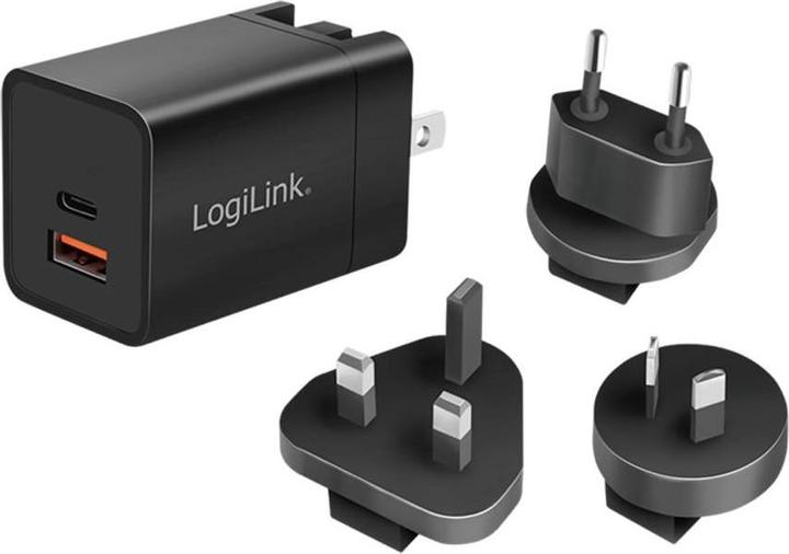 Actual product image LogiLink USB socket travel adapter, 1x USB-A, 1x USB-C, GaN technology, 30 W (30 W)