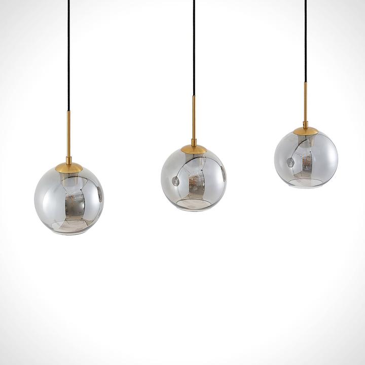 Produktbild Lindby Hiwana 3 Pendelleuchte Smoke/Brass (E27)