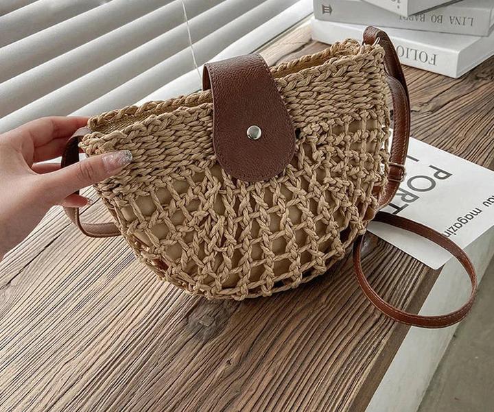 Produktbild Only-Bags.Store Sommer Stroh Ba Mode Halbkreis Taschen Rattan Handmade Messenger Handtasche Travel Beach Bags Tote