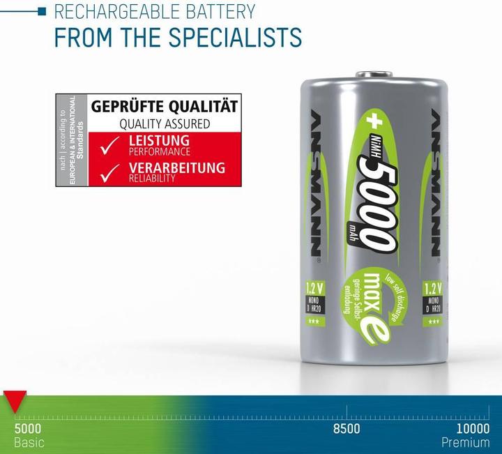 Produktbild Ansmann Mono D (2 Stk., D, 5000 mAh)