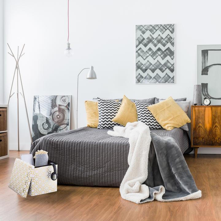 Image du produit Relaxdays Tabouret pliable, rembourré avec couvercle