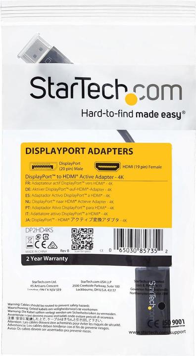 Immagine prodotto StarTech DisplayPort auf HDMI 4k (HDMI, 6.40 cm)