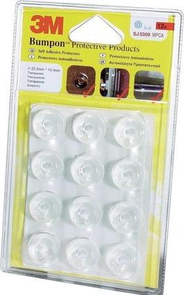 Produktbild 3M Bumpon Elastikpuffer, transparent, rund, Durchm. 22,3 mm Höhe: 10,1 mm, selbstklebend, absorbieren (Anschlagdämpfer, 12 Stück)
