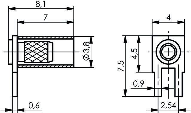 Productafbeelding Telegärtner Kabelhoekconnector G07 voor gedrukte schakelingen, 2 soldeerklemmen, Au, D0603, Z56, G07 (RG-316/U)