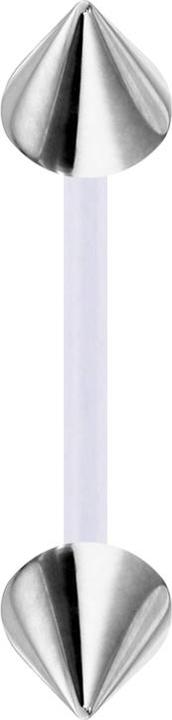 Produktbild Star Piercing Micro Banane transparent mit zwei Cones silber (ohne Messing, Bioflex, Chirurgenstahl 316L)