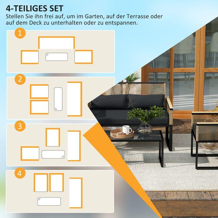 Produktbild Swisshandel24 Polyrattan Gartenmöbel Set 4 Personen, Schwarz