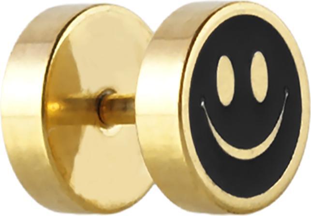 Produktbild Star Piercing Fake Plug vergoldet mit Smiley (ohne Messing, Chirurgenstahl 316L)