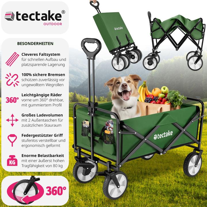 Produktbild tectake Faltbarer Bollerwagen Leon mit Bremsen