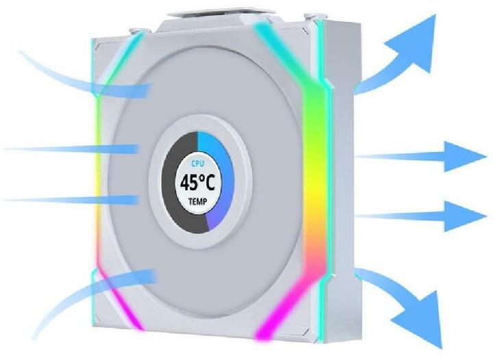 Productafbeelding Lian-Li UNI FAN SL Draadloze LCD-ventilator, ARGB, PWM - 120 mm, wit (120 mm, 1 x)
