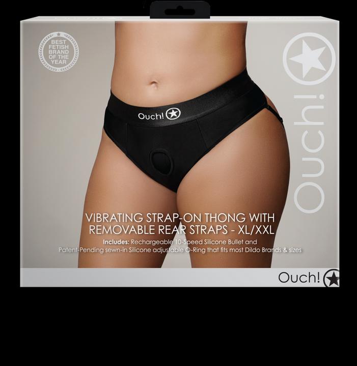 Actual product image Ouch! Vibrating Strap-on Thong with Removable Rear Straps - XL/XXL