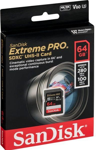 Produktbild SanDisk Extreme PRO UHS-II V60 (64 GB, SDXC, U3, UHS-II)