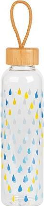 Actual product image CM06991 Raindrops Glass Bottle 550 ml with Bamboo Lid (0.55 l)