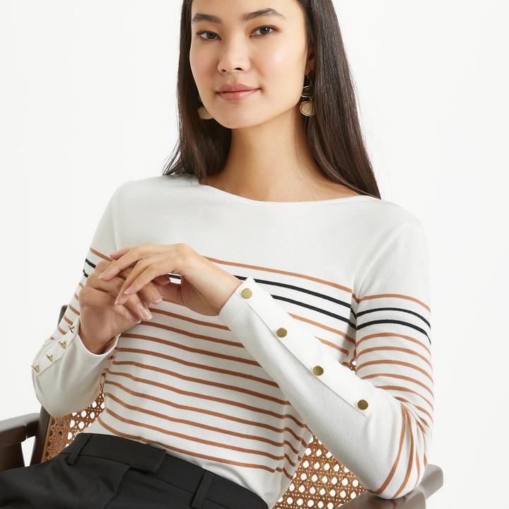 Produktbild Anne Weyburn Gestreiftes Rundhals-Shirt mit langen Ärmeln (40)