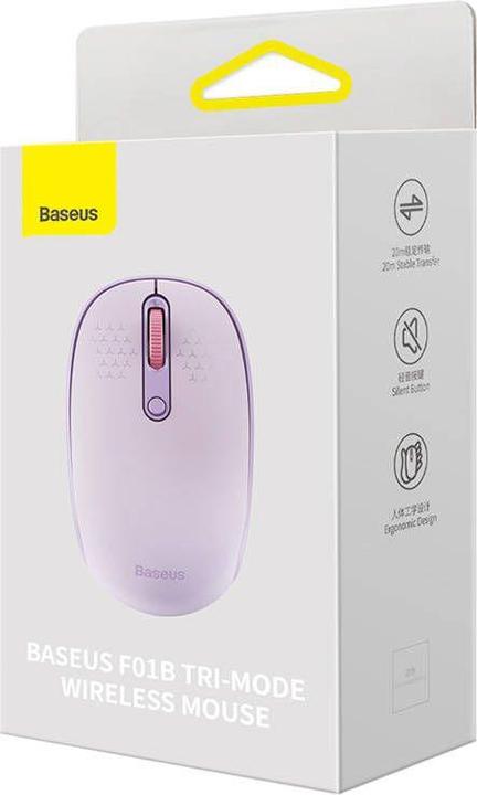 Produktbild Baseus Drahtlose Maus F01B Tri-Mode 2,4 G BT 5,0 1600 DPI (lila) (Kabellos)