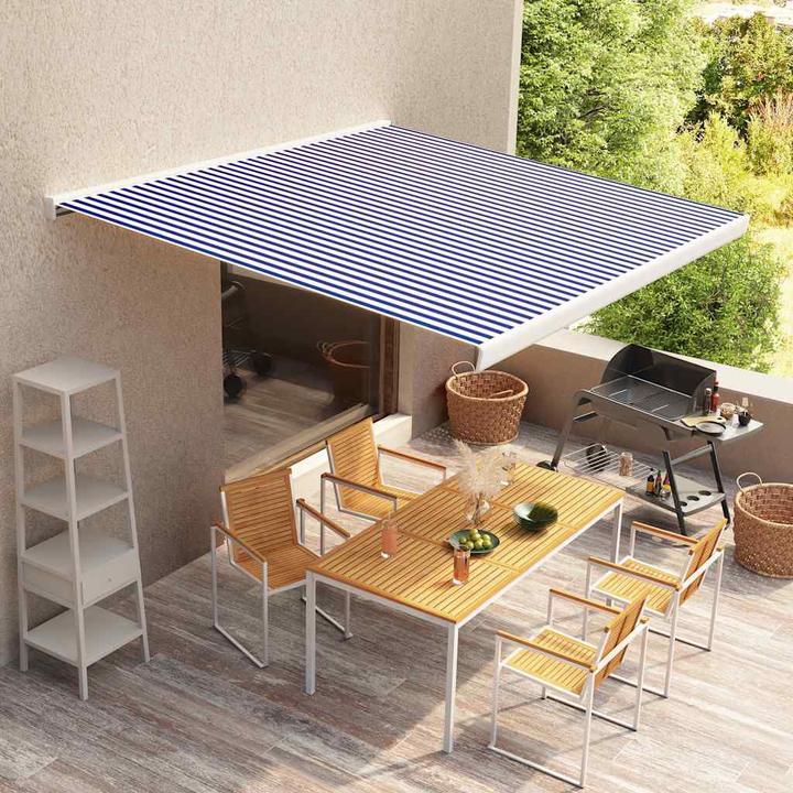 Actual product image VidaXL Canvas awning cover blue & white 450x300 cm Sun protection (3 m)