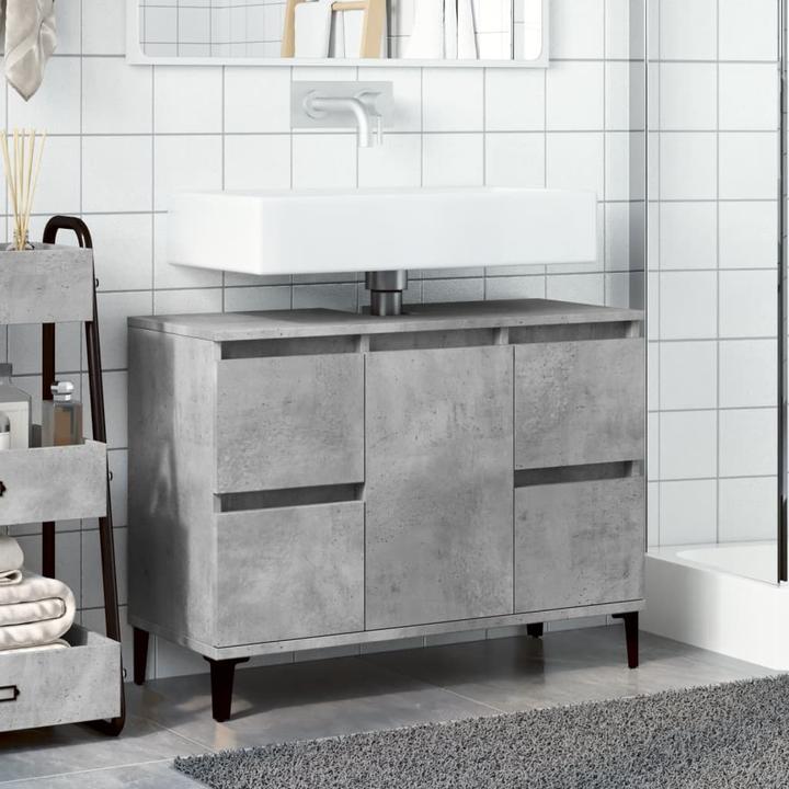 Actual product image VidaXL Waschbeckenunterschrank Unterschrank Badschrank Betongrau Holzwerkstoff (80 x 33 x 60 cm)