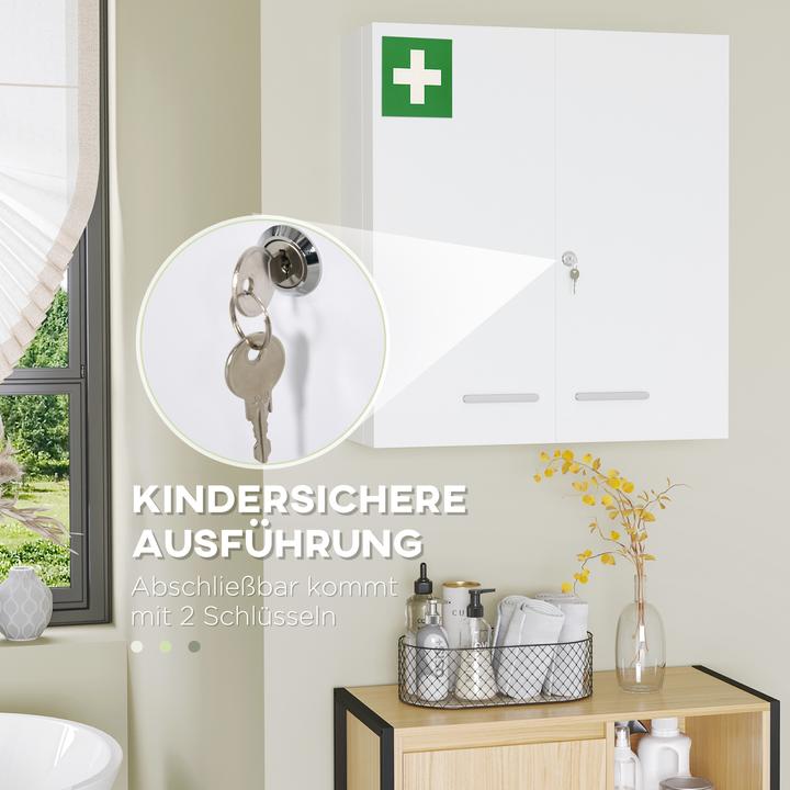 Image du produit Kleankin Armoire à pharmacie avec 2 portes et serrure (55 x 18 x 60 cm)