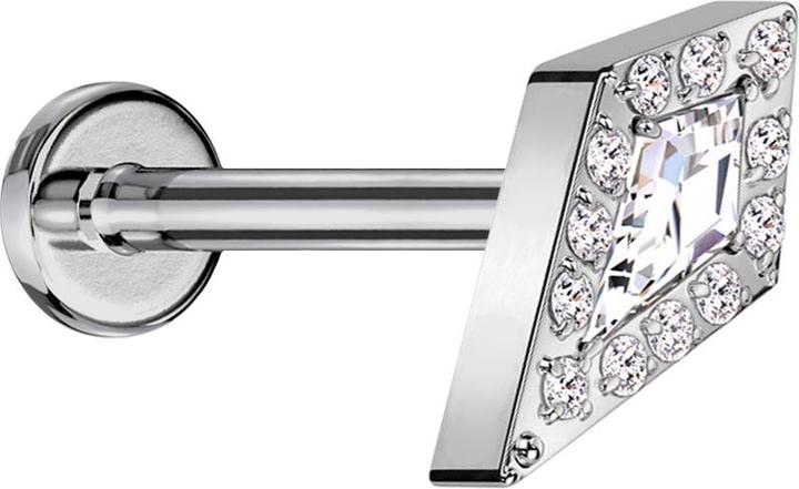 Produktbild Star Piercing Micro Labret Innengewinde silber Diamant silber grosser Kristall silber (Titan G23, ohne Messing)