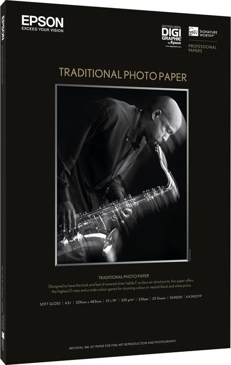 Actual product image Epson Traditional Photo Paper (330 g/m², A4, 25 x)