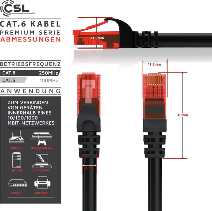 Actual product image CSL CAT.6 network cable - Ethernet Gigabit Lan cable RJ45 - patch cable - comp. CAT.5 CAT.6 CAT.7 CAT.8 (UTP, CAT6, 25 m)