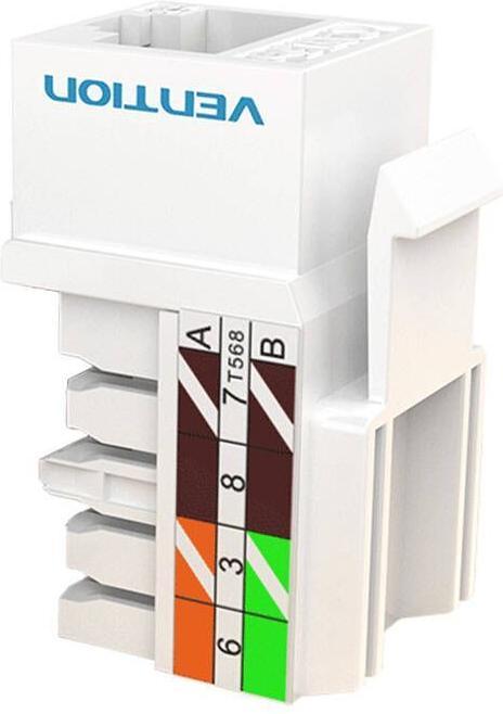 Actual product image Vention Cat.5E UTP 180-Degree Keystone Jack IPBW0 White (Keystone module)
