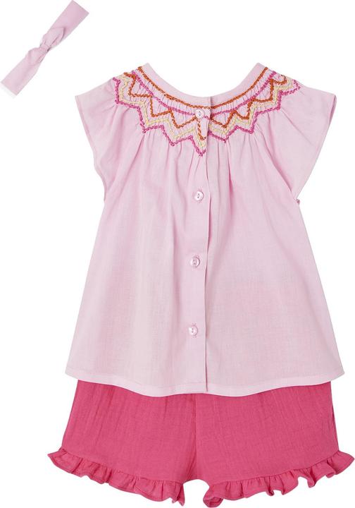 Produktbild Vertbaudet Mädchen Baby-Set: Bluse, Shorts & Haarband (98)