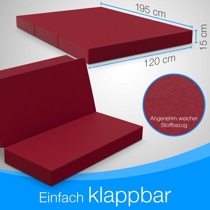 Produktbild Bestschlaf Klappmatratze, 3-teilige Faltmatratze, Reisebett, Gästematratze (120 x 195 cm, Schaumstoffkern)
