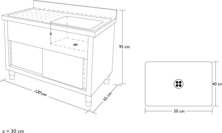 Produktbild Royal Catering Doppel Spülschrank Küchenschrank Unterschrank Spüle Küche Schiebetüren Spültisch (30 cm, 120 cm)