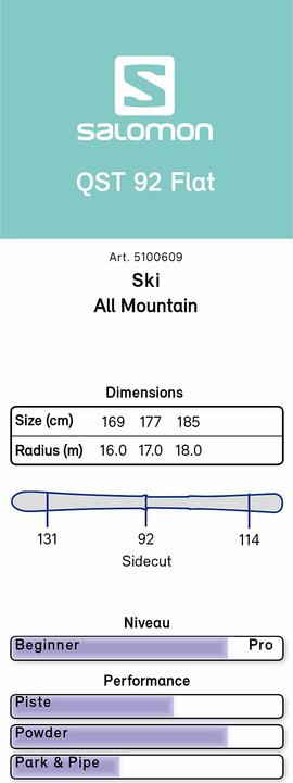 Produktbild Salomon QST 92 Flat (1660 cm, Ohne Bindung)