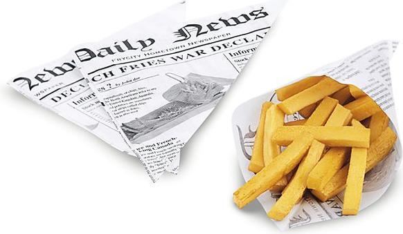Actual product image Contacto French fries bag 18 cm made of wax paper, newspaper motif 1,000 pcs. (1000 x)