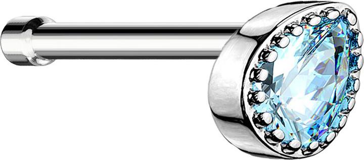 Produktbild Star Piercing Nasenstecker gerade silber Kristalltropfen aqua (Messing, Chirurgenstahl 316L)