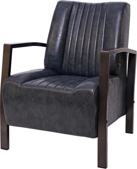 Produktbild Swisshandel24 Sessel, Loungesessel Polstersessel Relaxsessel, Metall Industriedesign - vintage grau