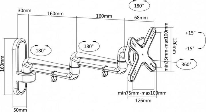Productafbeelding Rs Pro LCD/TV Monitor Muurbevestigingsset, 5 gewrichten (Muur, 27")