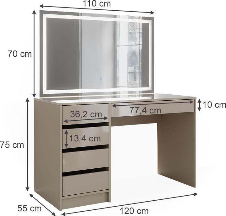 Actual product image Vicco Sherry with lighting (120 x 75 x 55 cm)
