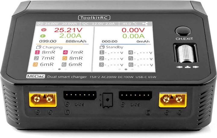 Immagine prodotto Toolkitrc M6DAC Caricabatterie LiPo 1-6S 15A a 2 canali AC/DC