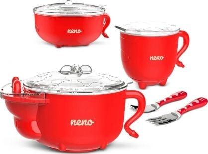 Neno MUCCA set thermal baby dishes, baby food container, baby spoon, baby fork, 200ml bottle.