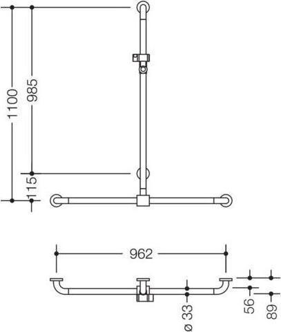 Produktbild Hewi Duschhandlauf SERIE 801 se 1100mm waagerecht 962mm anthrazitgrau
