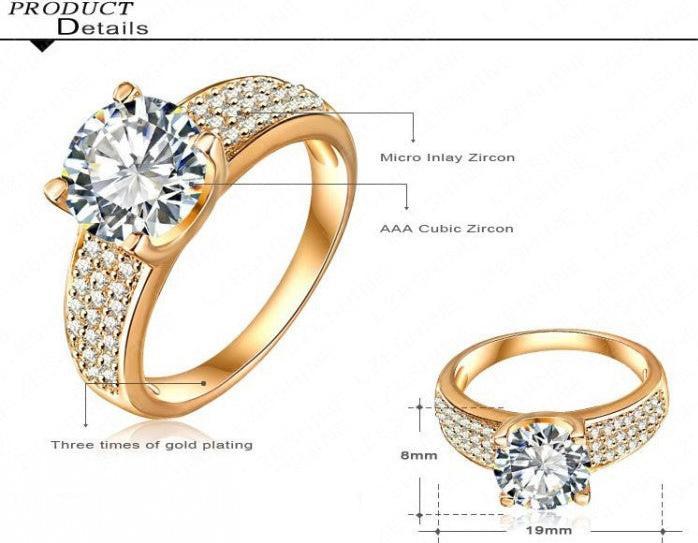 Produktbild Hermex Vergoldeter Ring RGP mit Zirkonia - Gold Gr. 54 (54)