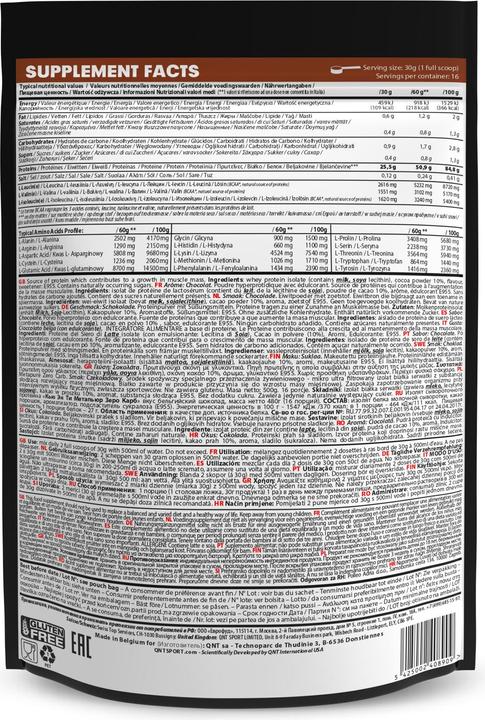 Nutritional values and ingredients QNT MetaPure Zero Carb (Belgian chocolate, 1 pcs., 480 g)