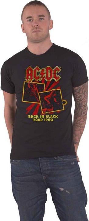 AC/DC Unisex Adult Back In Black World Tour 1980 T-Shirt