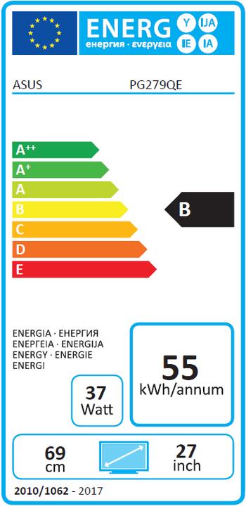 Energy Label ASUS ROG Swift PG279QE (2560 x 1440 pixels, 27")