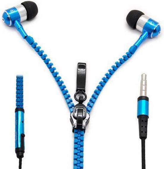 Actual product image Hermex In Ear ZIPPER Headset with Remote Control BLUE for all Android Smartphones (Cable)