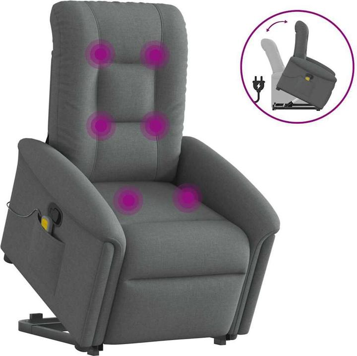 Actual product image VidaXL Massage chair with stand-up aid dark grey fabric