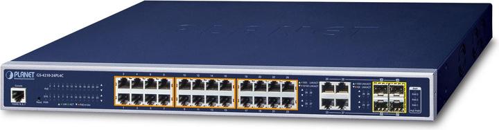 Immagine prodotto Planet 24 porte 10/100/1000Mbps 802.3at PoE + 4 porte Gigabit (28 Porti)