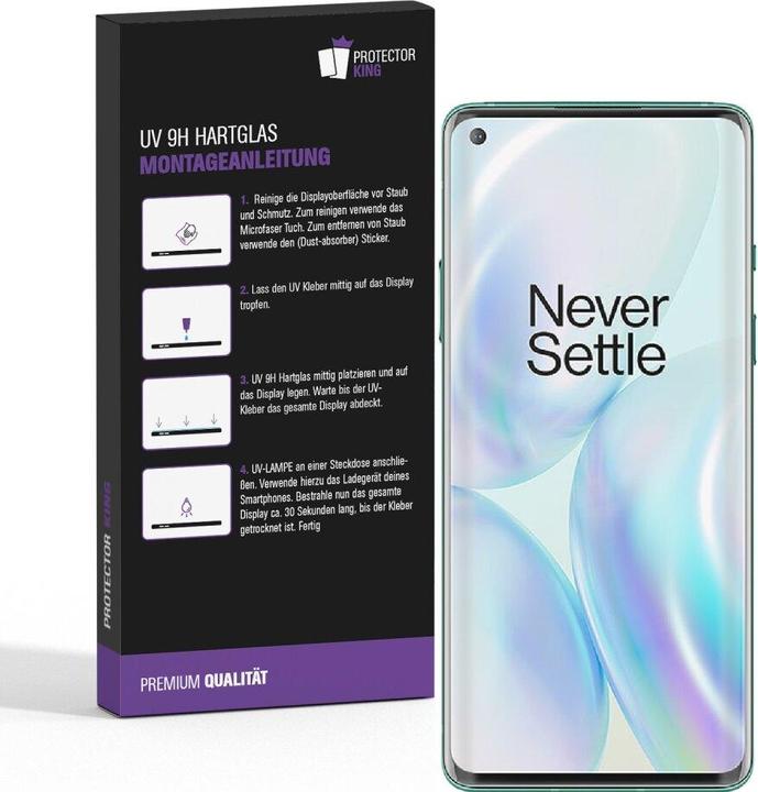 Actual product image Protectorking 1x UV Liquid real tempered 9H armoured glass 3D CLEAR (1 Piece, OnePlus 8 Pro)