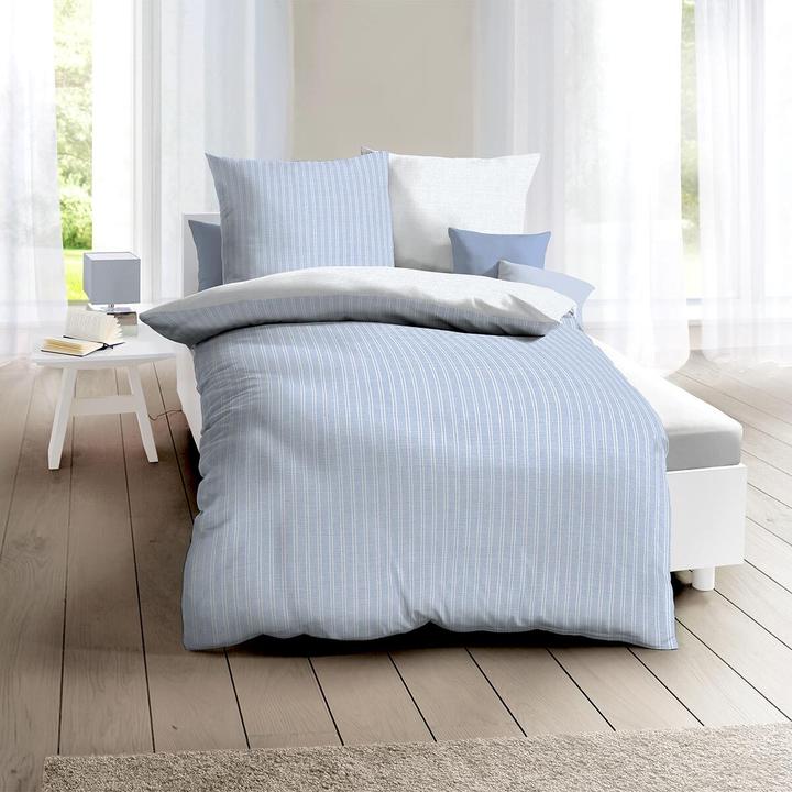 Actual product image Traumschlaf Mako satin bed linen Eternity Combo light blue (Bedding set, 135x200 cm + 80x80 cm)