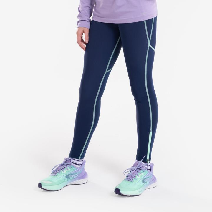 Produktbild Kiprun Lauftights lang Kinder Reissverschluss - Dry+ 900 dunkelblau/grün (6, 7, 8)